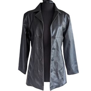 Vintage 90s KC Collections Small Faux Leather Jacket Dark Brown Vegan Coat